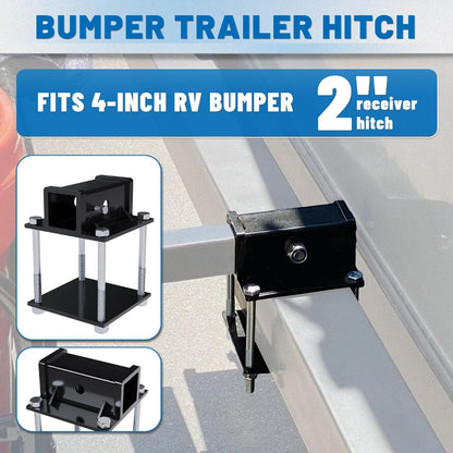 ECOTRIC RV 2" Bumper Hitch Reciver Fits for 4" x 4.5" Square RV Rear Bumpers, 200LBS Capacity Camper Bike Cargo Carrier Hitch Receiver Adapter
