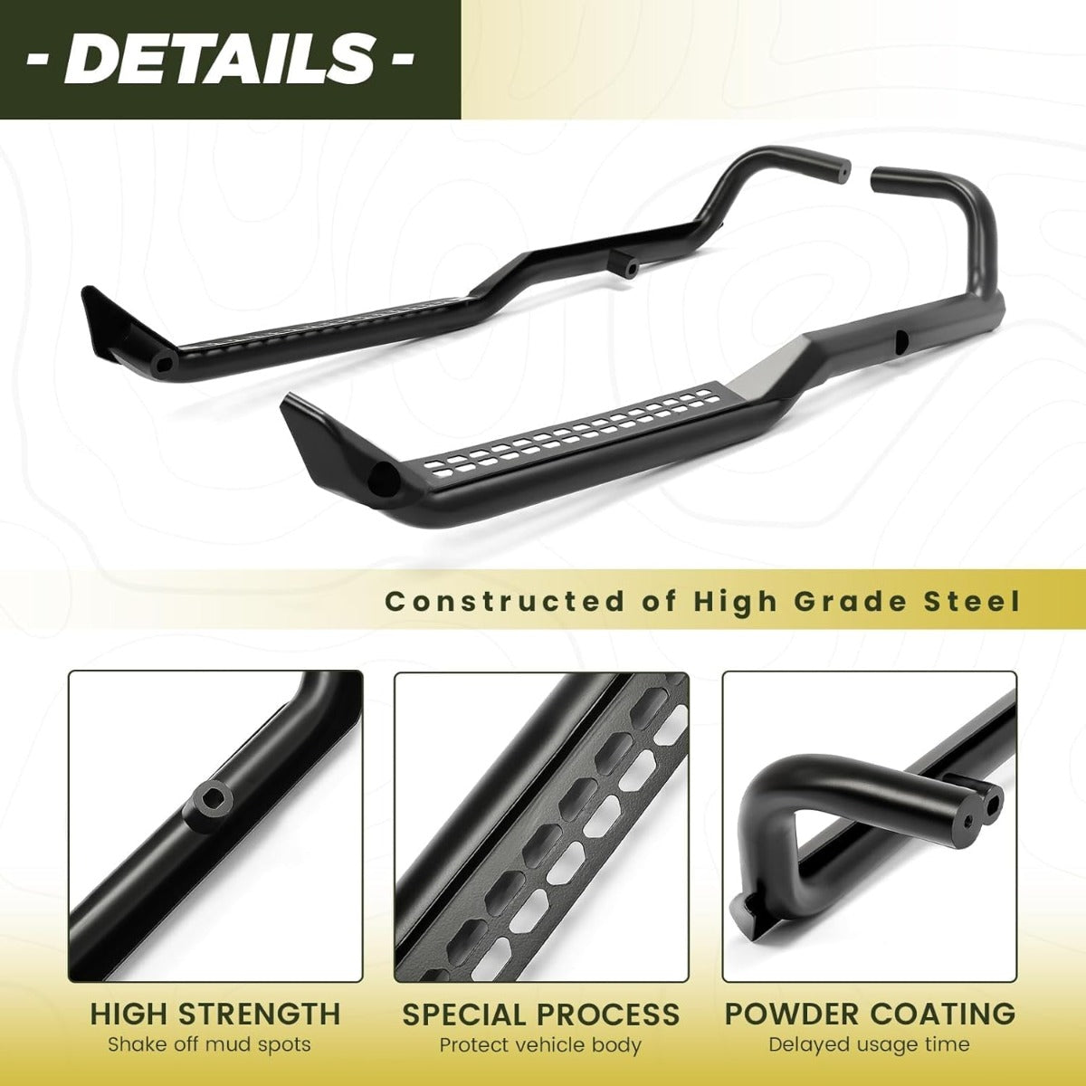 Kojem Rock Guards Sliders Side Steps Compatible with 2018-2025 Polaris Ranger 1000/ XP 1000, 2018-2023 Polaris Ranger XP, 2019-2022 PRO XD Nerf Bars W/Boot Scraper 2882530