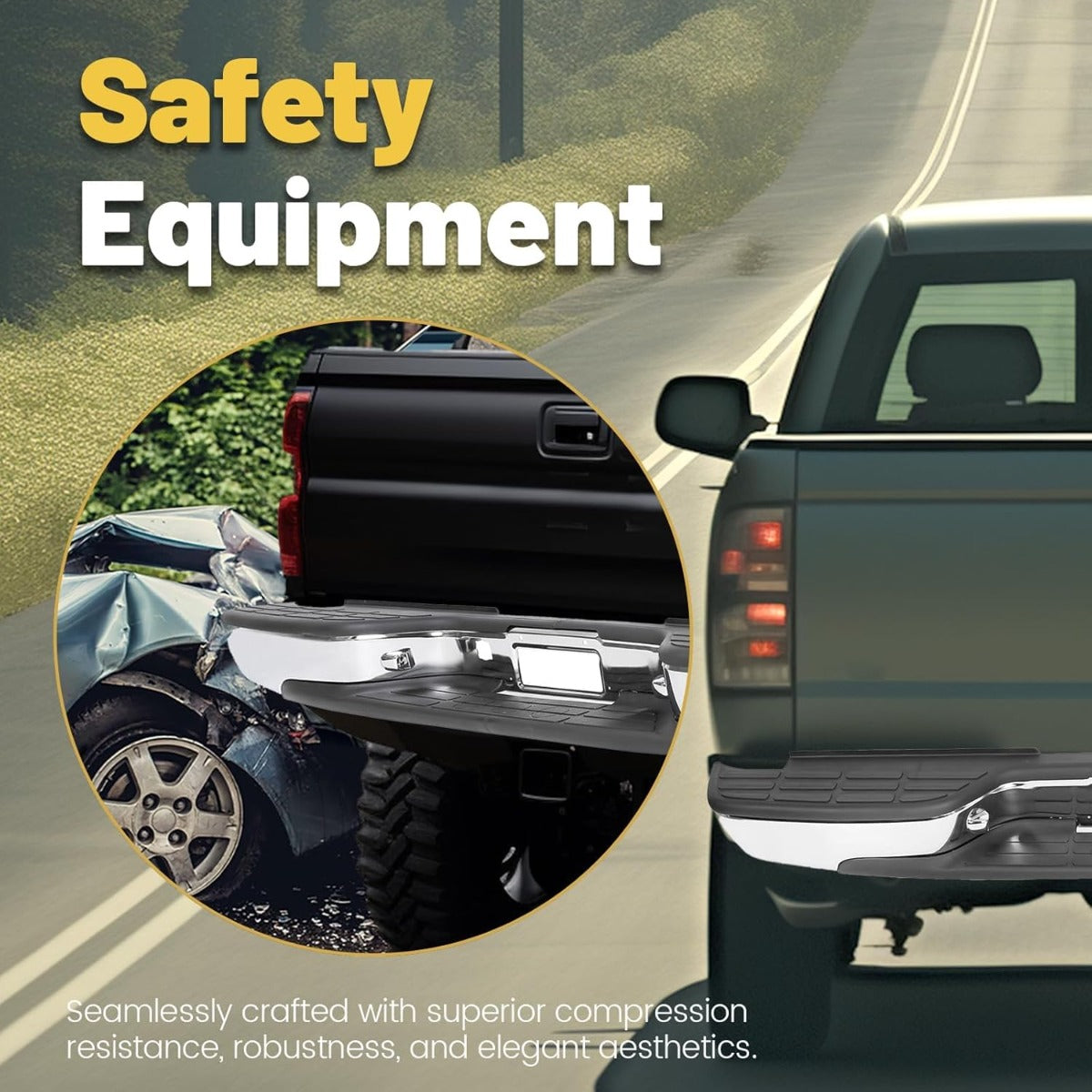 Rear Step Bumper for 1999-2007 Chevy Silverado & GMC Sierra 2500HD 3500HD w/ License Plate Lights LYAM-285S