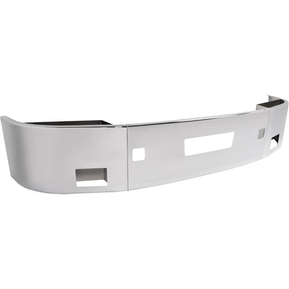 ALMULOO Front Bumper 3Pcs Comaptible with 2006-Up Peterbilt 386 Steel Chrome Silvery