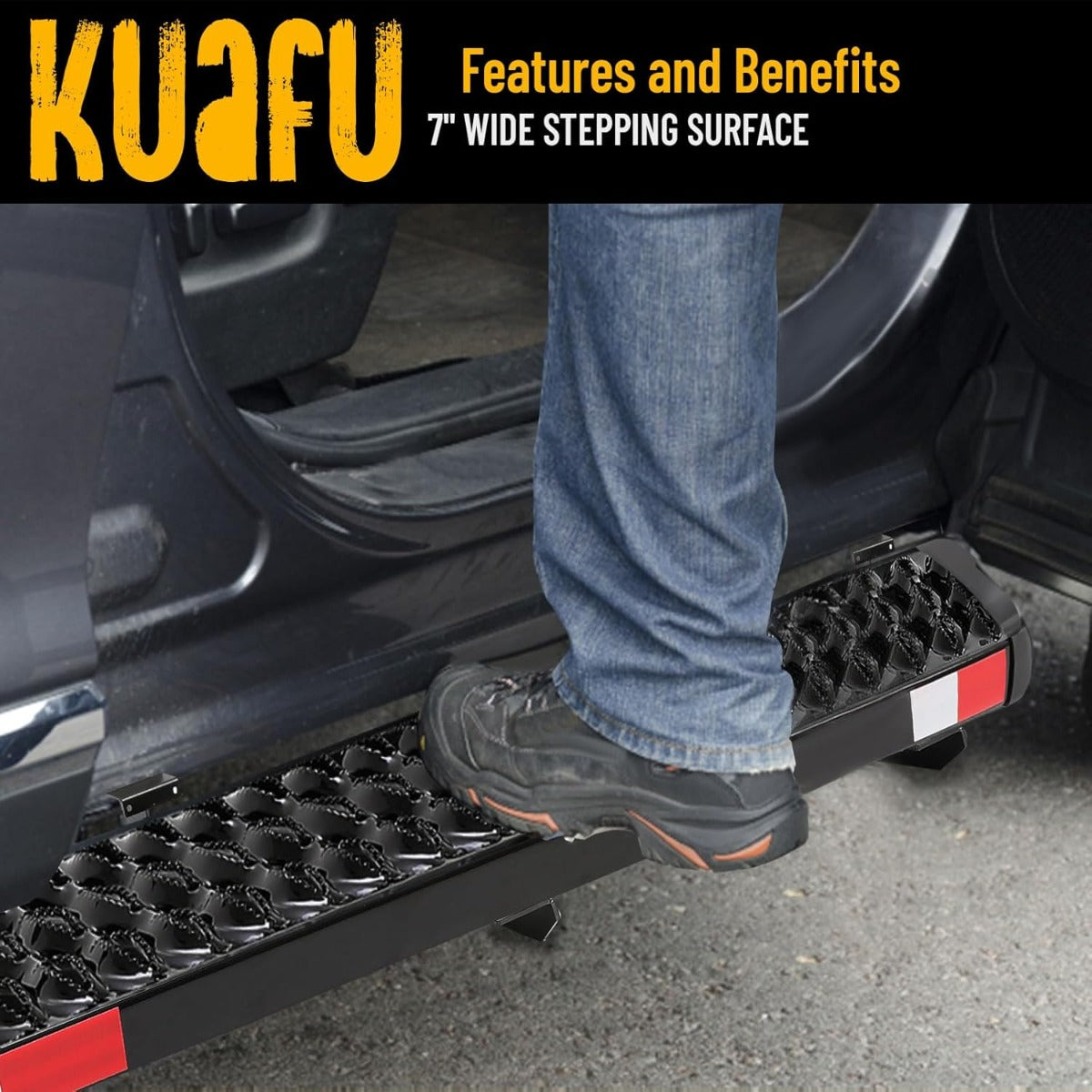 RH Side Step 55-1/2 inch Steel Compatible with 2015 to Present Ford Transit 150 250 350 Cargo Van Grip Running Board Passenger Side Powder Coated Black