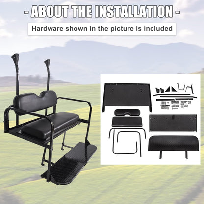 Flip Folding Rear Back Seat Kit Compatible with 2004 and Up Club Car Precedent/Tempo/Onward Gas or Electric Models Golf Cart Flip Rear Seat Kit Fold Down Black LYA-098SA+LYA-098SB