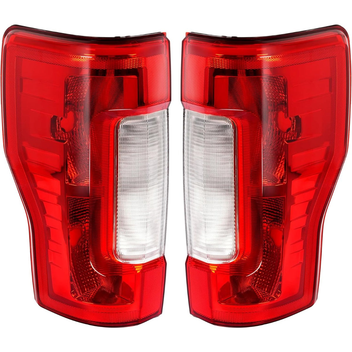ECOTRIC Pair Tail Light Halogen Compatible with 2017-2019 Ford F250 F350 F450 Super Duty Pickup Rear Taillight Lamp Replacement for FO2800256 FO2801256 Clear Red Lens+Chrome Housing Left&Right Side