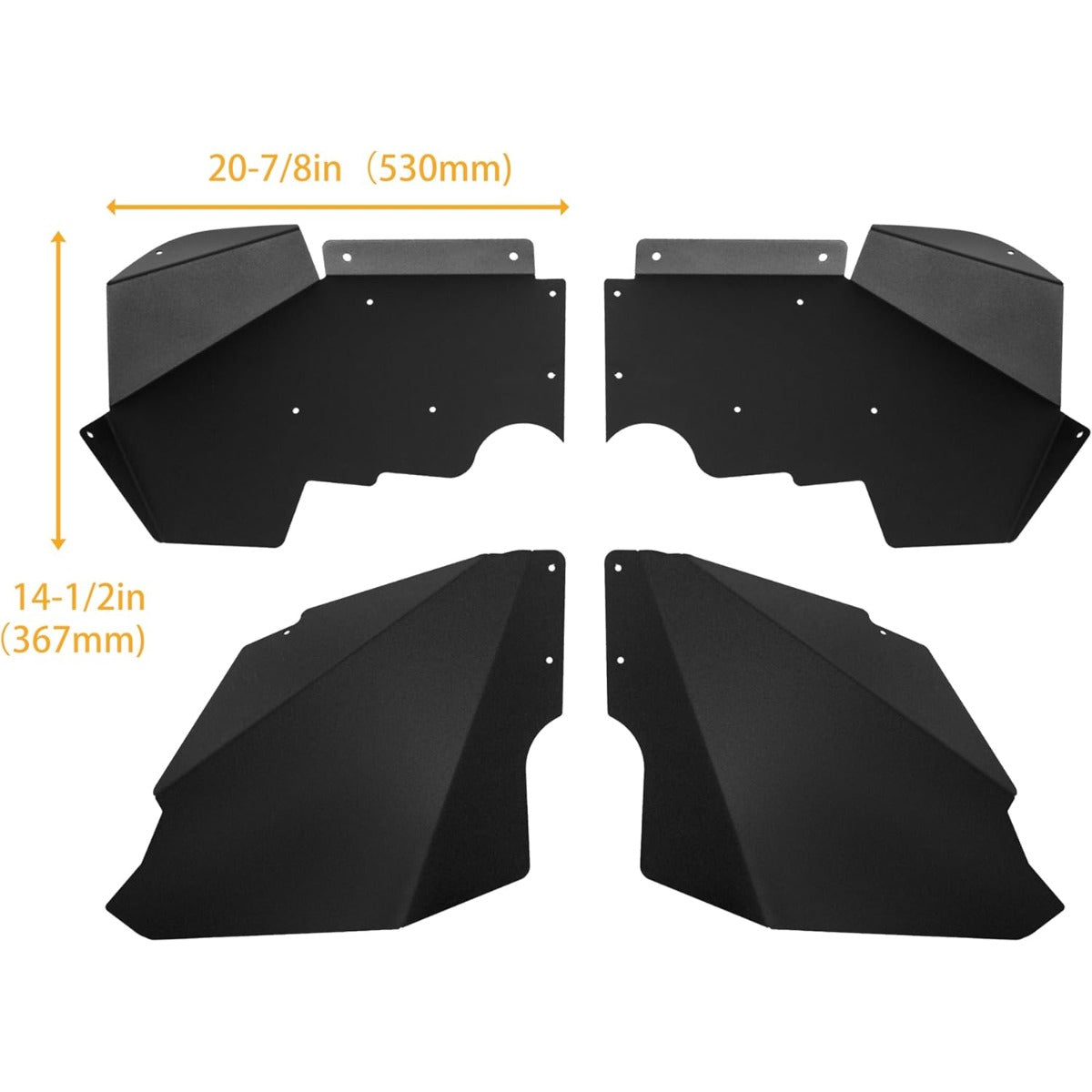 Front Inner Splash Guards Fender Liners for 2007-2019 Jeep Wrangler JK JKU 4WD Bolt-on Style Aluminum Flare Wheel Well Cover