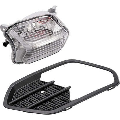 HECASA Left Fog Light&Bezel Compatible with 2017-2019 Ford Escape/Kuga Fog Lamp Front Bumper Light Lamp Replacement for FO2520194 FO1038164 Black Cover Trim Driver Side Clear Lens