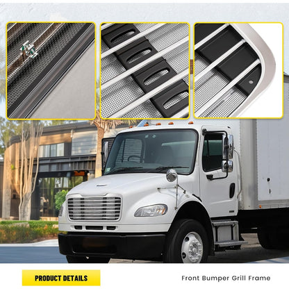 Front Grille Compatible with 2002-2022 Freightliner M2 Business Class 100 106 112 1714787000 A1714787001 Bumper Grill w/Bug Screen Chrome+Painted