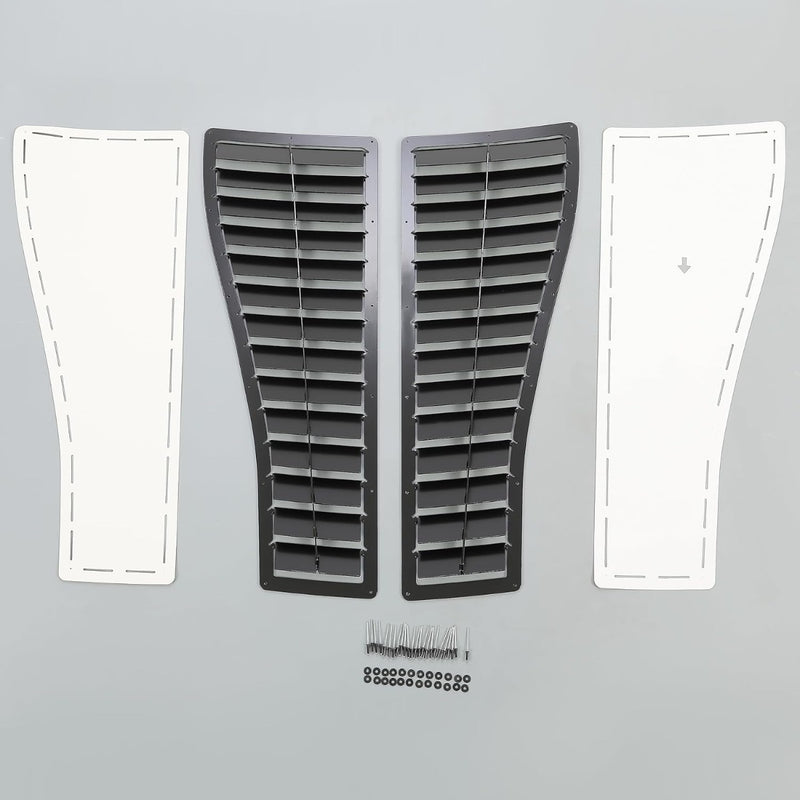 HECASA Steel Hood Louver Inserts Hood Scoop Compatible with 1985-1990 Chevy Chevrolet Camaro Z28 IROC-Z IROC Vented Heat Extractor Steel Black Powder Coated