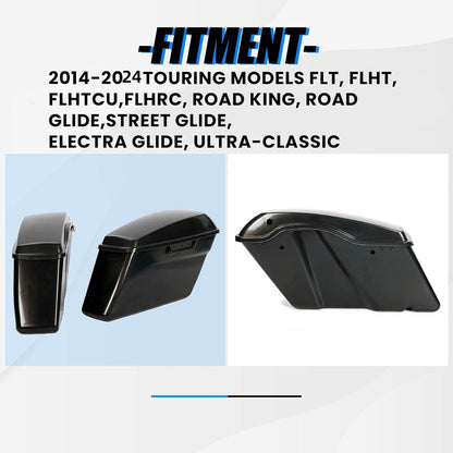 Black Hard Saddlebags Saddle Bags W/O Hardware  for 2014-2024 Harley Davidson Touring Models (Unpainted Saddlebags W/O Hardware)
