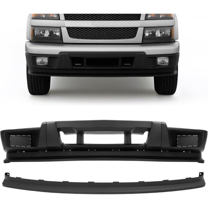 KUAFU Front Bumper Cover+Valance Compatible with 2004-2012 Chevy/Chevrolet Colorado, 2004-2012 GMC Canyon Replace For 12335806 15888037 GM1000723 GM1092183 Plastic(PP) Textured Black
