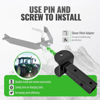 Load image into Gallery viewer, Sleeve Hitch Adapter Compatible with Garden Tractors Heavy-Duty Hitch Rear One-Pin Mounting Attachment Accessories Black Steel Powder Coated
