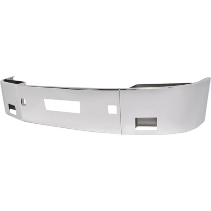 ALMULOO Front Bumper 3Pcs Comaptible with 2006-Up Peterbilt 386 Steel Chrome Silvery