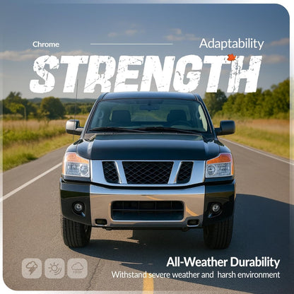 Front Bumper Face Bar Compatible with 2004-2015 Titan, 2005-2007 Nissan Armada, 2004 Pathfinder Armada, Replacement for 62022ZR08A NI1002136 Steel Chrome Silvery 3Pcs