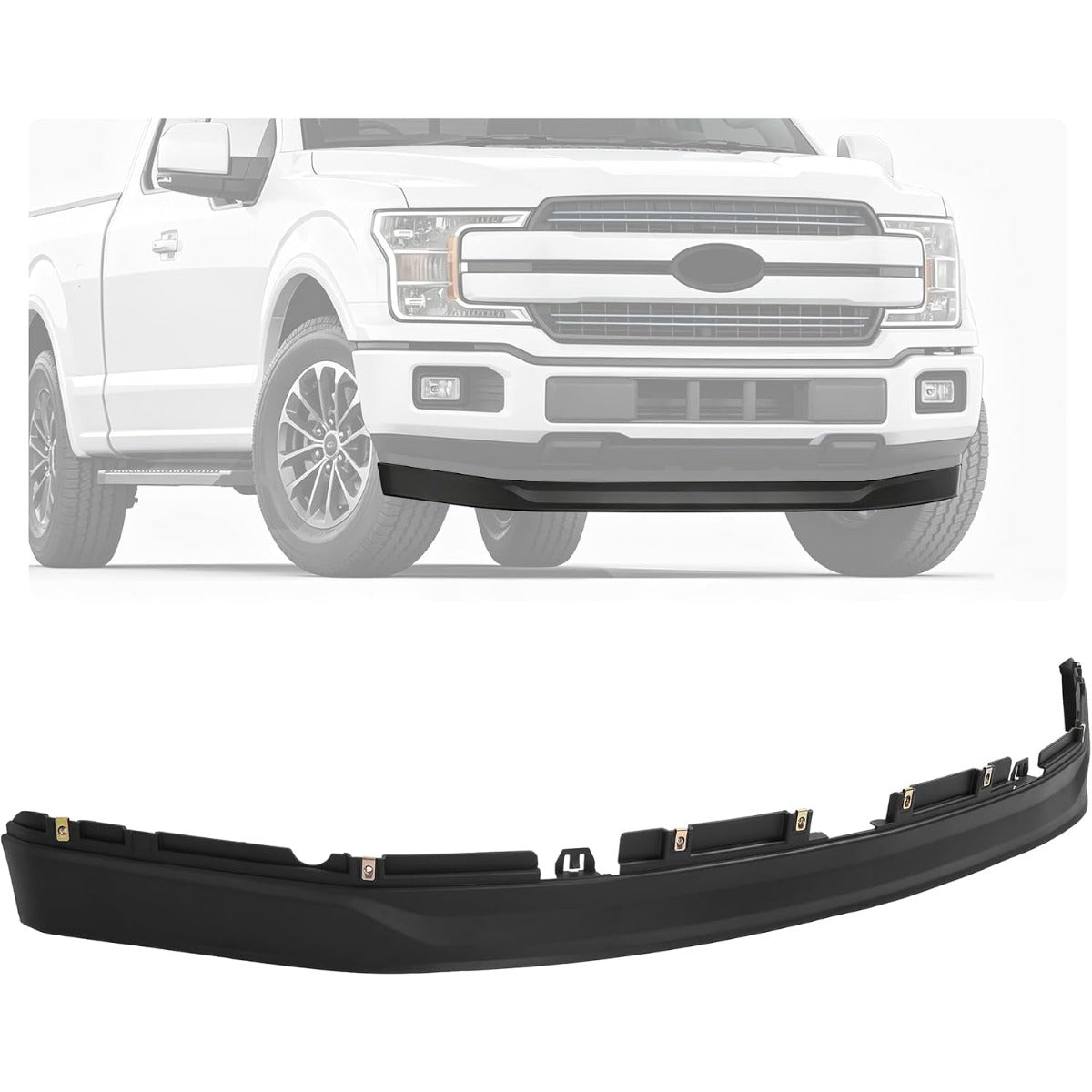 ALMULOO Black Front Bumper Valance Compatible with 2018 2019 2020 Ford F150 Replacement for FO1095299 JL3Z17626AB Textured Plastic(PP)