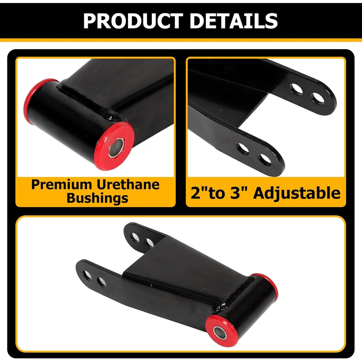 2-3 inch Rear Drop Lowering Leveling Shackles Compatible with Ford F150 2004-2014 2WD 4WD Adjustable