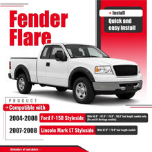 Fender Flare Compatible with 2004-2008 Ford F150/Lincoln Mark LT | Styleside Model Front & Rear 4Pcs Wheel Arch Cover Protector Set Plastic(PP) Textured Black