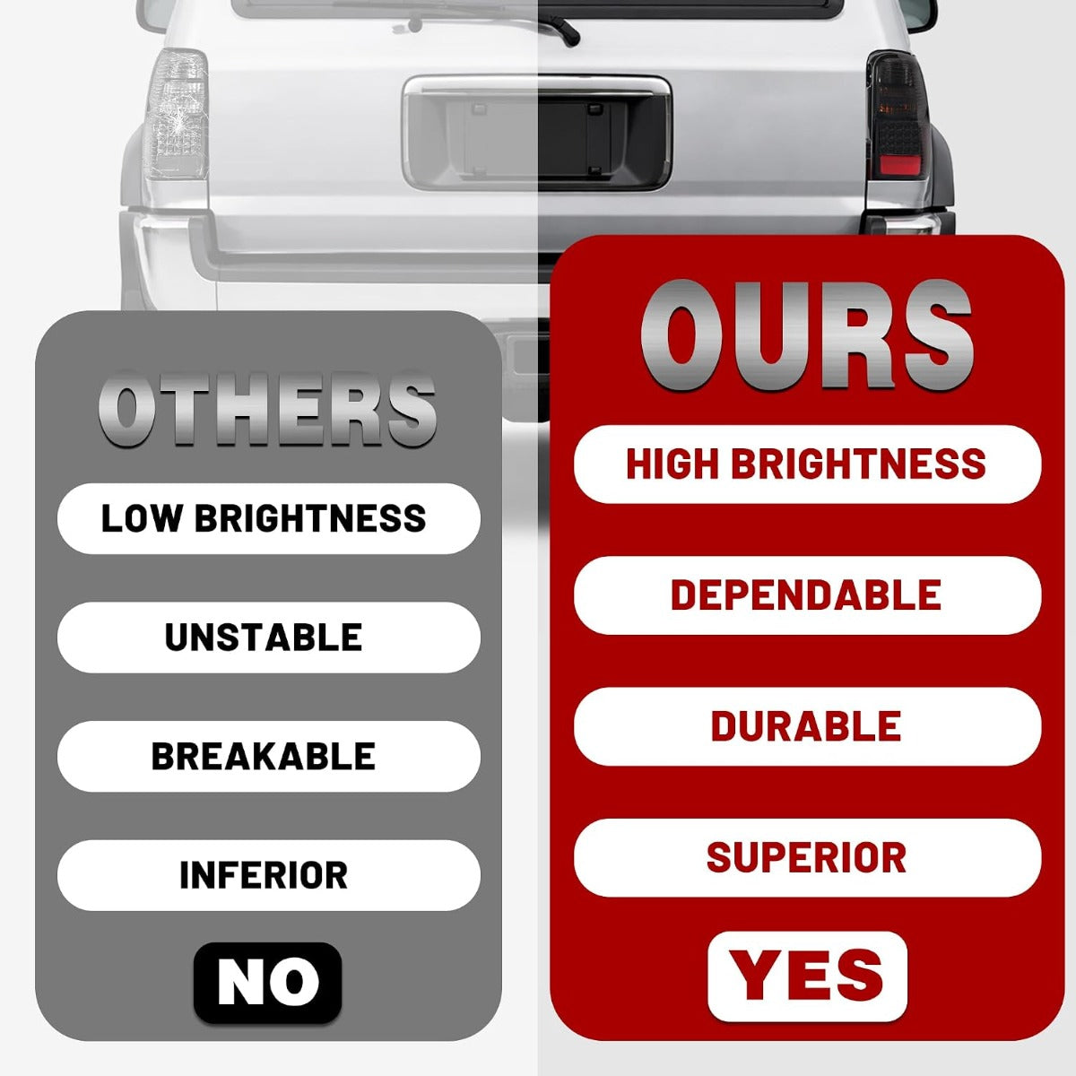 HECASA Tail Lights Compatible with 1996-2002 Toyota 4Runner LED Rear Brake Tail Lamps Driver and Passenger Side (Smoke Lens Black Housing)