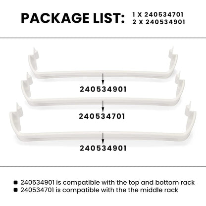 2 x 240534901 & 1 x 240534701(Middle) Refrigerator Door Shelf Rack Bar Compatible with Frigidaire Kenmore Refrigerator Door Shelf Retainer Bar Replace for AP3214631 PS734936 948952 AP3214630
