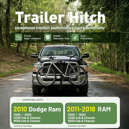 ALMULOO 2" Receiver Trailer Hitch Compatible with 10-18 Ram 2500/3500/4500