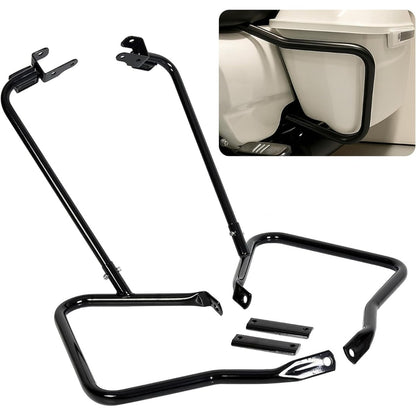 ECOTRIC Saddlebag Bracket Guard Bars Compatible with 2014-2024 Harley Davidson Touring Street Road Glide FLH Saddle Bags Guard Mount Black