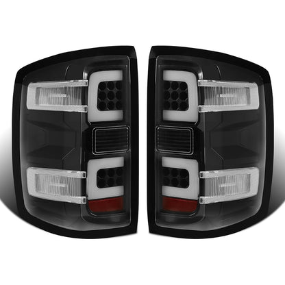 HECASA LED Tail Lights Compatible with 2014-2018 Silverado 1500 2500HD 3500HD Replacement for 23141274 23141275 Left & Right Clear Lens Black Housing