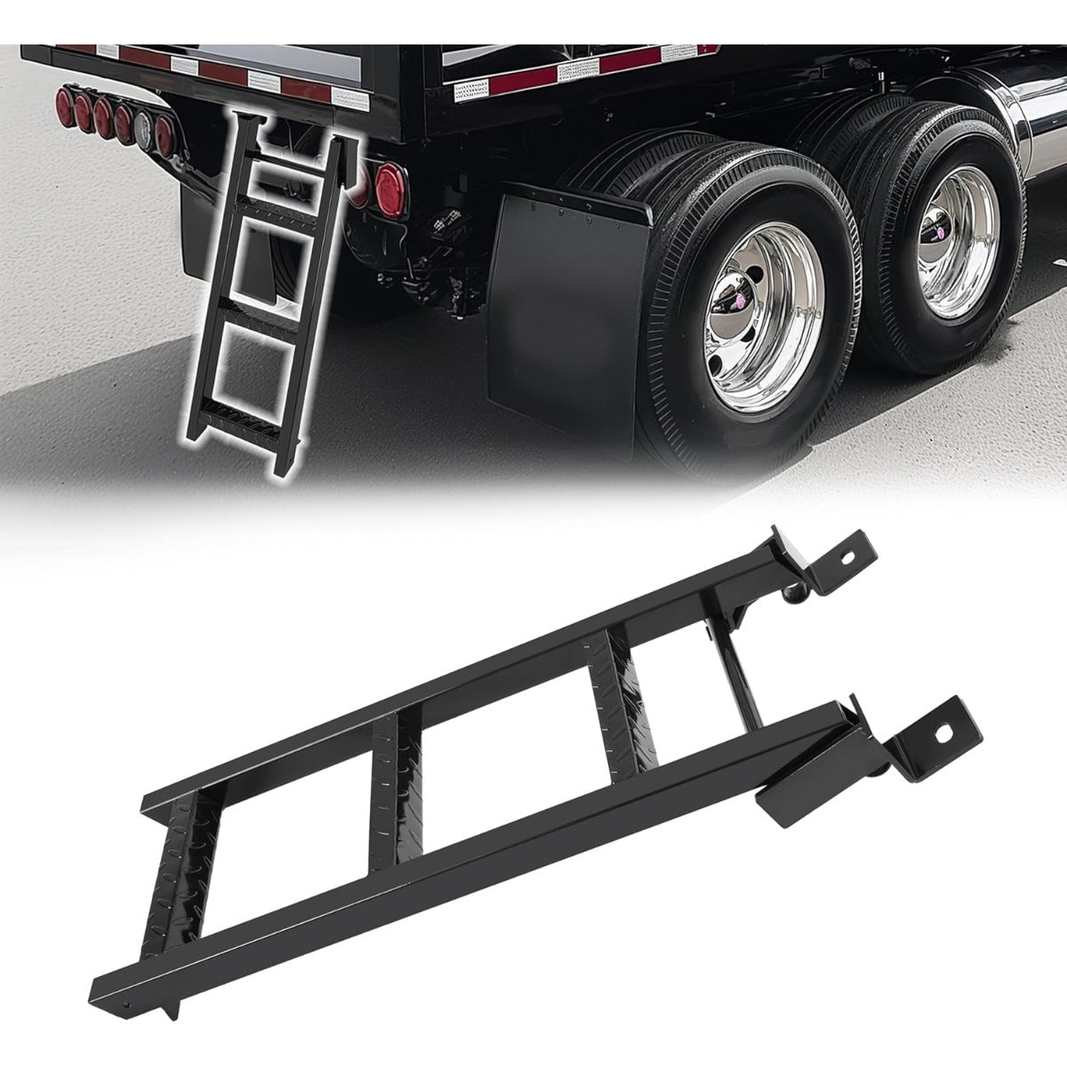3-Rung Truck Retractable Step, 14-1/4in x 31-1/2in, Universal Fit Most Truck Tractor Trailer,Textured Surface Non-Slip Treads Heavy-Duty Steel