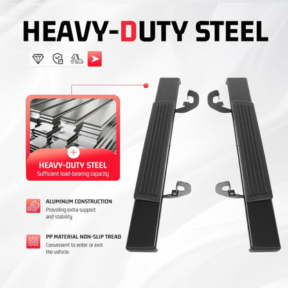 ALMULOO Side Steps Compatible with 19-25 Silverado/Sierra HD Regular Cab
