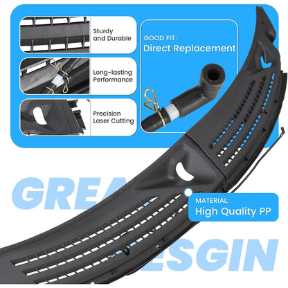 ECOTRIC Front Windshield Wiper Cowl Panel Grille Vents Set w/Seals Compatible with 2009-2014 Ford F150 Replacement for BL3Z15022A68A & BL3Z15022A69A Driver & Passenger Side