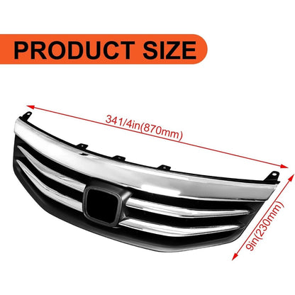 Chrome Front Bumper Grille Grill Compatible with 2011-2012 Honda Accord Sedan 4 Door Replacement for HO1200203 71121TA0A11 Upper Hood Grill