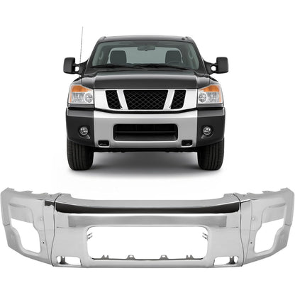 Front Bumper Face Bar Compatible with 2004-2015 Titan, 2005-2007 Nissan Armada, 2004 Pathfinder Armada, Replacement for 62022ZR08A NI1002136 Steel Chrome Silvery 3Pcs