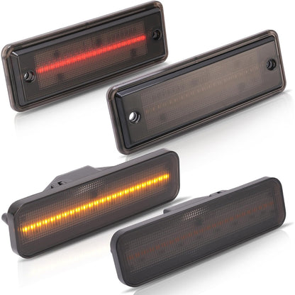 KUAFU Front & Rear Side Marker Light Compatible with 1978-1987 Chevrolet Chevy El Camino Malibu GMC Caballero Replacement for 929986 Bumper LED Lamps Plastic Smoke Lens