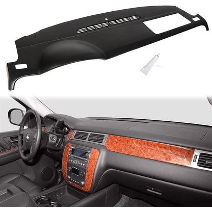 Dash Board Cover Cap Compatible with 2007-2014 Chevy Tahoe Suburban Silverado Avalanche GMC Yukon Sierra 1500 2500 HD 3500 HD Molded Dash Panel Overlay Without Dash Speaker Black Plastic LYAP-298-2-XB