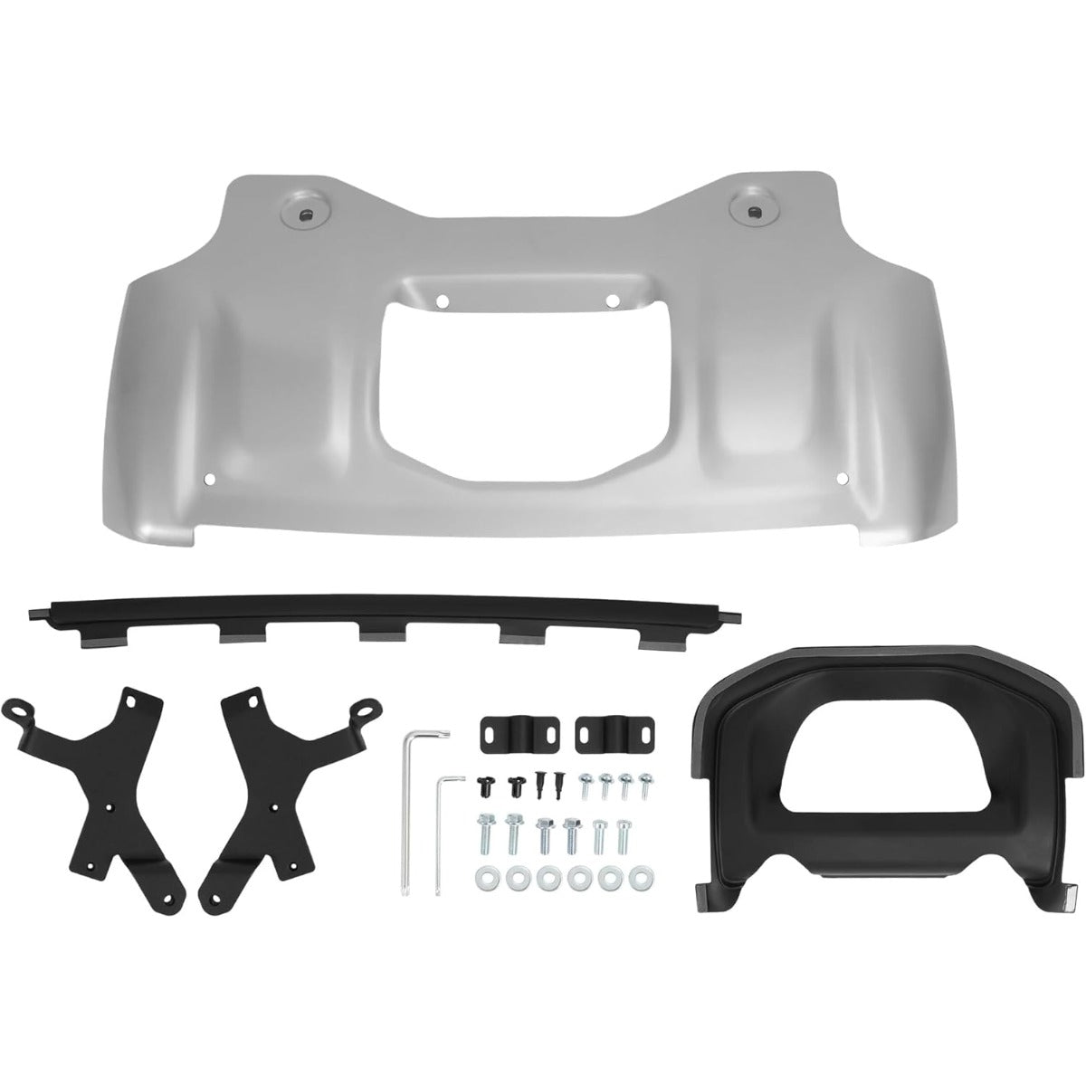 Front Under Shield Skid Plate Kit Compatible with 2020-2025 Land Rover Defender 90 110 130 Splash Lower Bumper Protector Guard Aluminium+Plastic+Steel Powder Coated Silvery