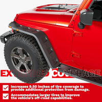 Load image into Gallery viewer, Fender Flares w/LED Side Maker Compatible with 2007-2018 Jeep JK Wrangler 2/4 Door Model Unlimited Rubicon Unlimited, Pocket-Riveted Style Smooth Matte Black Wheel Flares Cover 4Pcs LYAP-197
