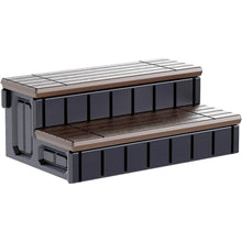 Universal Spa Hot Tub Step with Storage Outdoor Indoor Compartment Spa 2-Step Stool Pool Ladder Plastic Handi Step Slip Resistant Striped Brown+Black LYOP-107-1