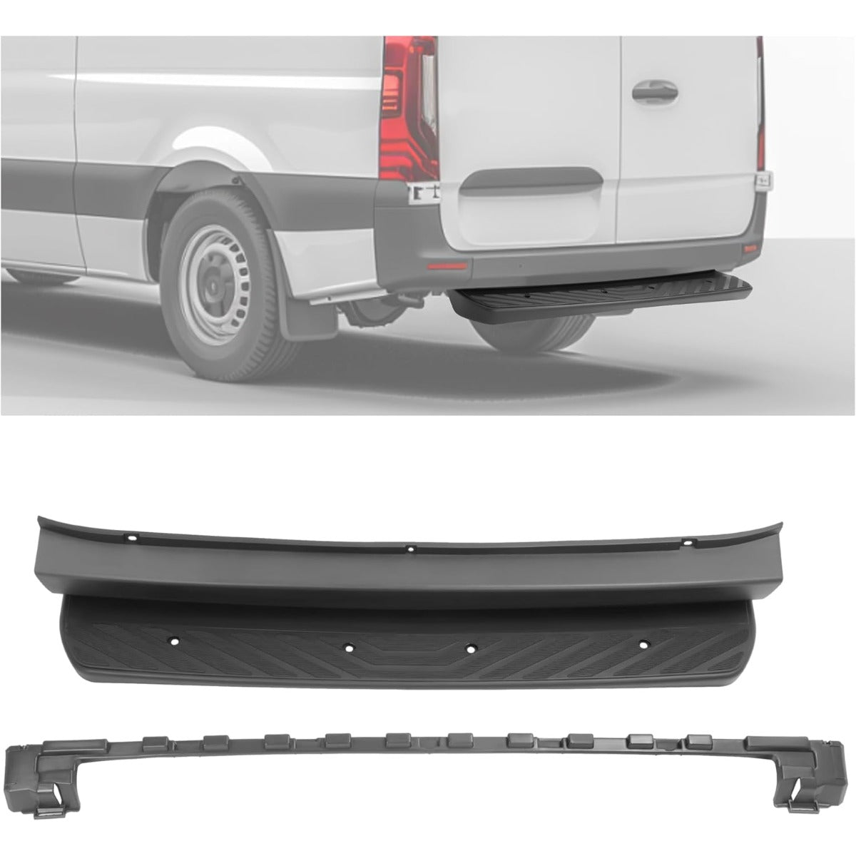 Rear Bumper Step Cover Compatible with 2007-2018 Mercedes Dodge Sprinter W906 2007-2018 Sprinter 2500 3500 Rear Lower Bumper Step Running Board Cover