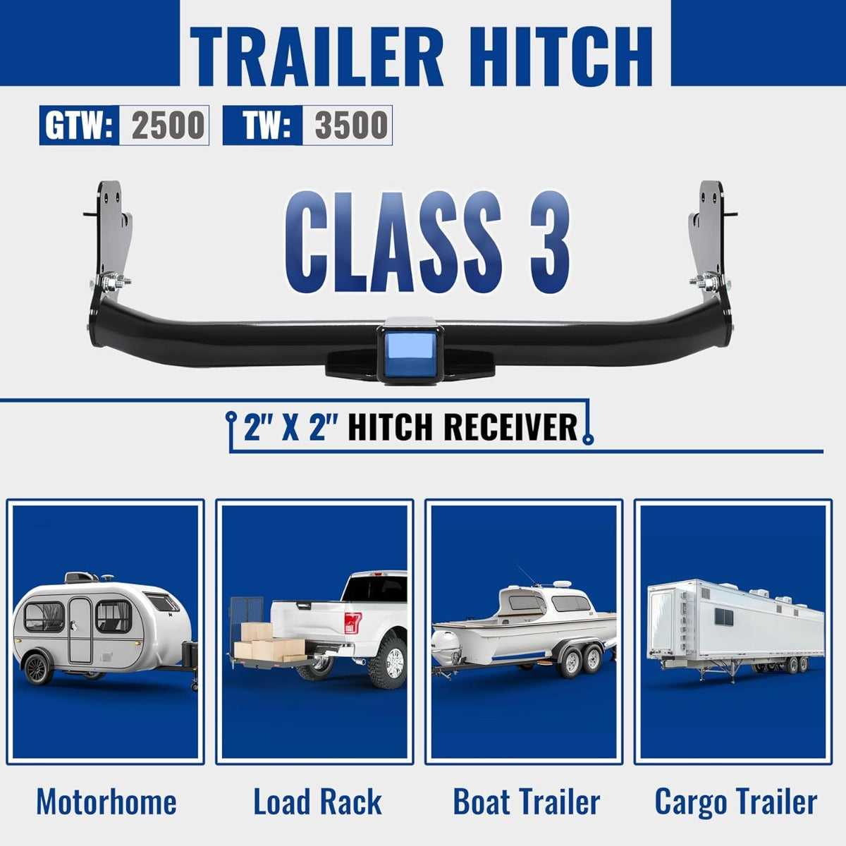 Class 3 Trailer Hitch Compatible with 2011-2026 Mitsubishi Outlander Sport, RVR Black Towing Hitch 2-Inch Receiver