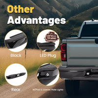 Load image into Gallery viewer, Rear Step Bumper Compatible with 1999-2007 Chevy Chevrolet Silverado GMC Sierra 1500 2500 Classic Face Bar W/License Plate Lights Replace for GM1103122 12496085 GM1103124 Powder Coated Black LYAM-273T-2
