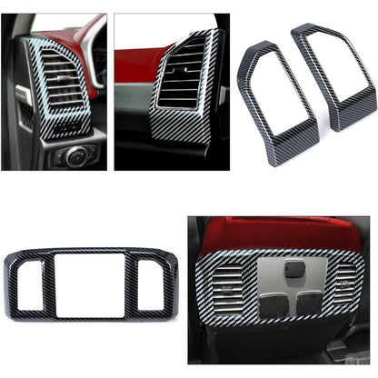 Kojem Interior Center Console Dashboard Trim Compatible with 2015-2020 Ford F150 Steering Carbon Fiber Style Wheel Trim & Navigation Panel Cover