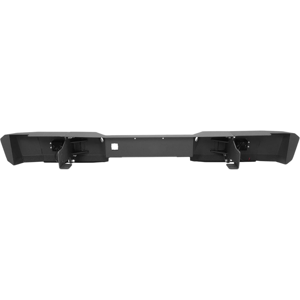 ALMULOO Rear Bumper Compatible with 1999-2007 Chevy/Chevrolet Silverado GMC Sierra 2500 3500 HD W/LED Lights Steel Powder Coated Black