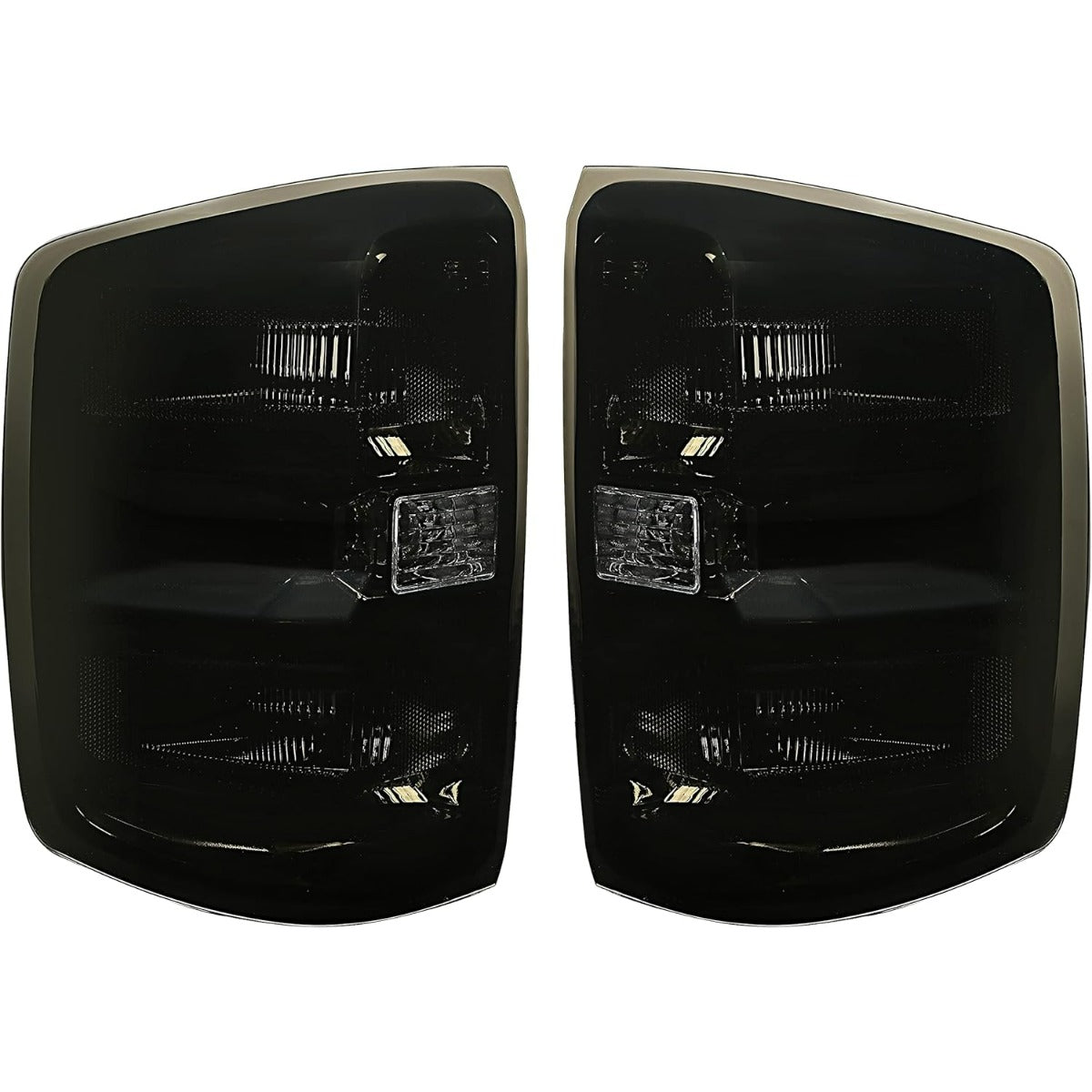 Tail Lights Compatible with 2014-2018 Chevy Chevrolet Silverado 1500/2500/3500 HD GMC Sierra 3500 HD Dually Model Replacement for GM2800261 Brake Lamps w/o Bulbs Smoke Lens Chrome Housing Pair LYPL-148S-2