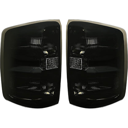 Tail Lights Compatible with 2014-2018 Chevy Chevrolet Silverado 1500/2500/3500 HD GMC Sierra 3500 HD Dually Model Replacement for GM2800261 Brake Lamps w/o Bulbs Smoke Lens Chrome Housing Pair LYPL-148S-2