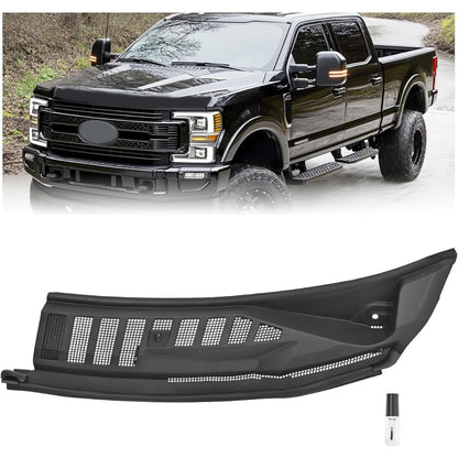 Windshield Wiper Cowl Panel Grille Compatible with 2017-2022 Ford F-250 F-350 F-450 F-550 Super Duty Replacement for HC3Z-25022A69-AC HC3Z-25022A69-AB Front Window Cover Insert Panel Left