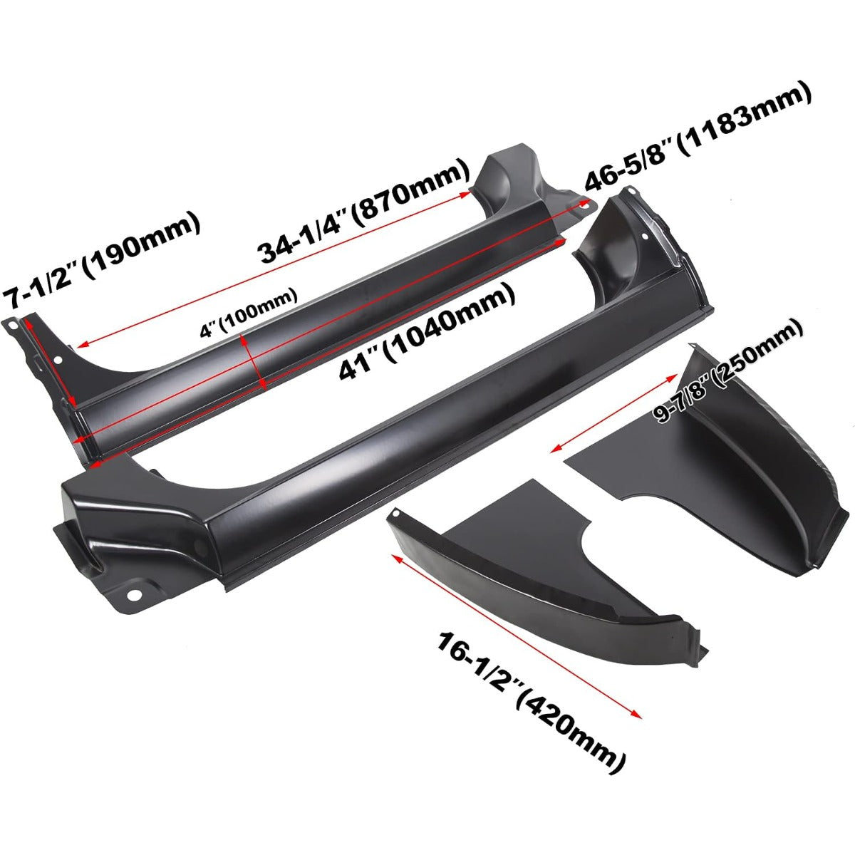 ECOTRIC Cab Corner & Rocker Panel 4 PC Kit Compatible with 1973-1987 GMC C10 K10 Truck LH/RH