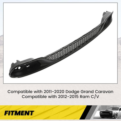 Lower Grille Compatible with 2011-2020 Dodge Grand Caravan/ 2012-2015 Ram C/V Replacement for 68100690AA/ CH1036115 Lower Bumper Protection