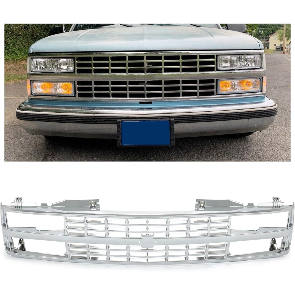 Front Grille Grill Compatible with 1992-1993 Chevrolet Blazer 1988-1993 Chevrolet C/K1500/2500/3500 1992-1993 Chevrolet C/K1500/2500 Suburban Silver Replacement for GM1200142