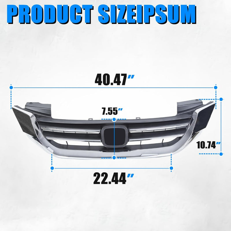 Front Bumper Hood Grille Grill Compatible with 2013-2015 Honda Accord 4D Replacement for 71121T2FA01 HO1200214 Black & Chrome (4 Door Sedans ONLY) KX-014