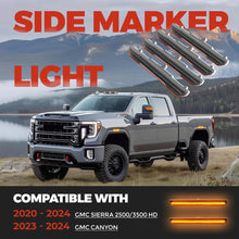 HECASA Side Marker Light Compatible with 2020-2024 GMC Sierra 2500HD 3500HD | Replacement for 84185031 84806032 GM2550207 Front Rear Side Marker Lights Lamps Smoke Lens Amber LED Plastic