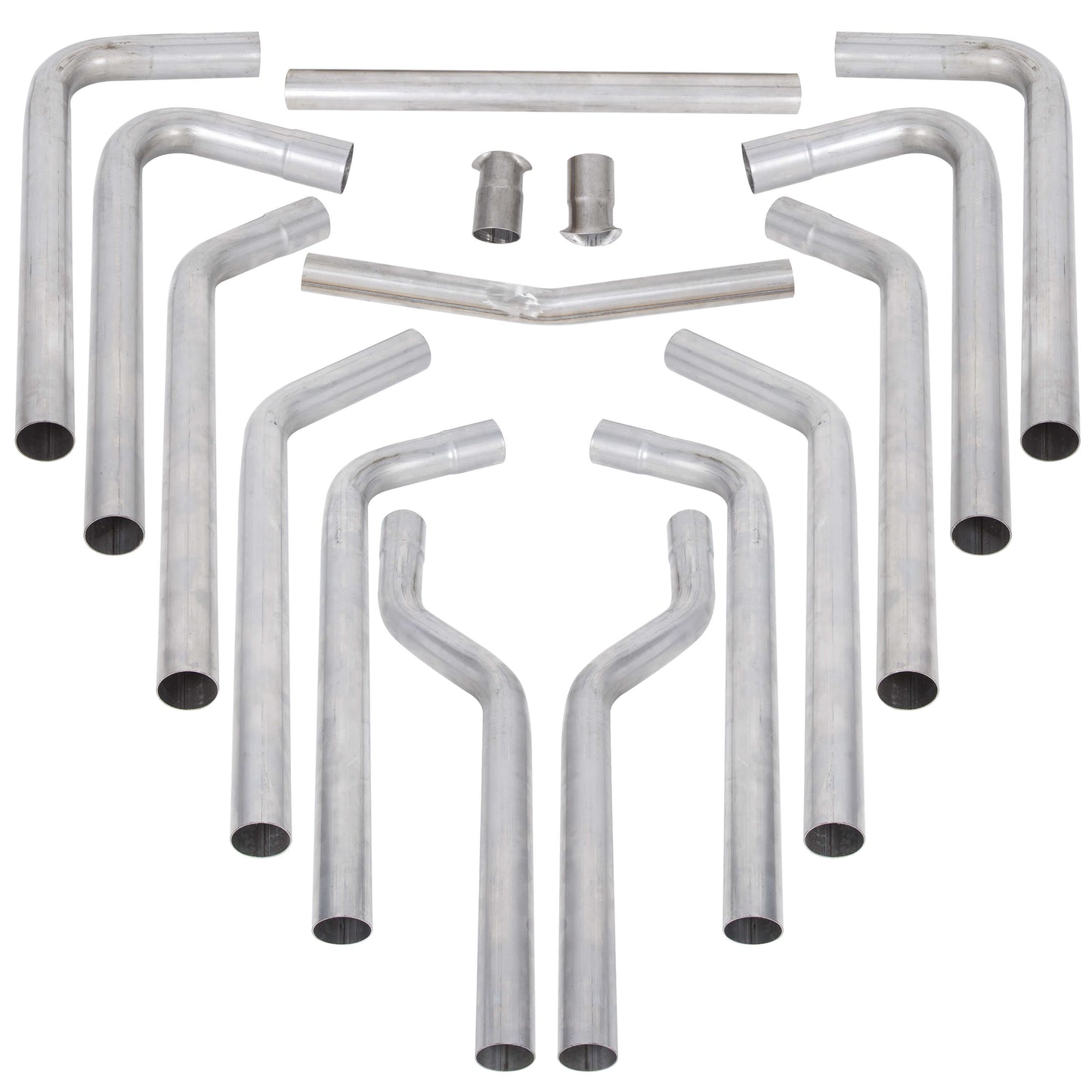 Universal 2.5 Inches 16-Piece Mandrel-Bent Tube Dual Exhaust Pipe Kit Stainless