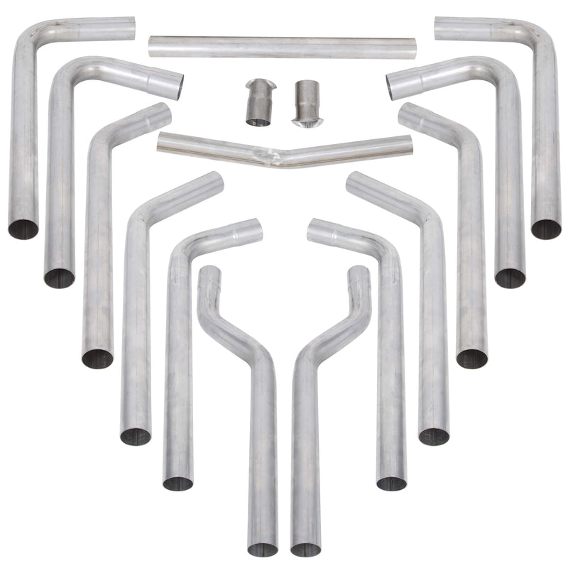 16Pc 2.5" Stainless Steel Exhaust Pipe Kit – Mandrel Bend Tubing With 90°, 45°, U-Bends & Straight Sections