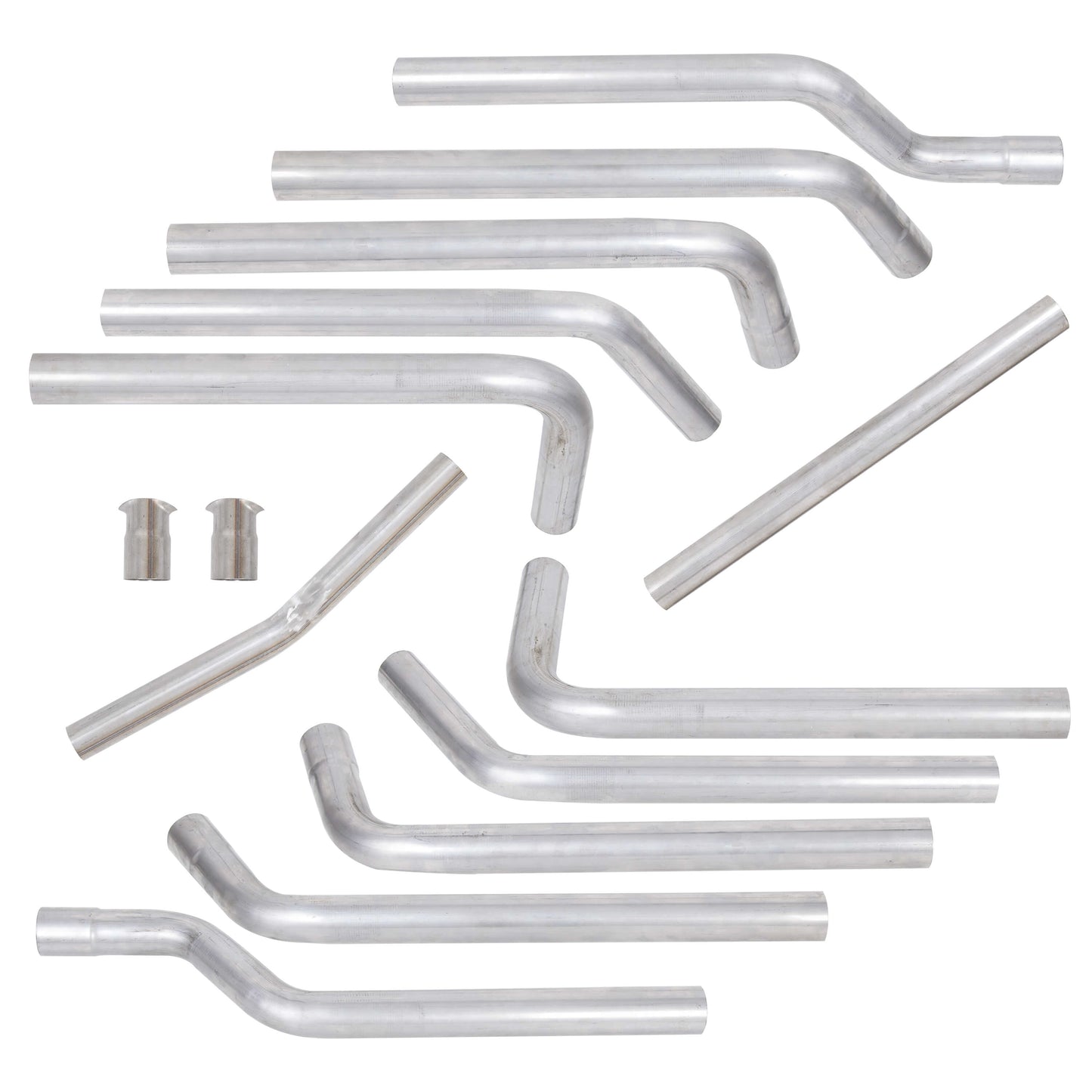 Universal 2.5 Inches 16-Piece Mandrel-Bent Tube Dual Exhaust Pipe Kit Stainless